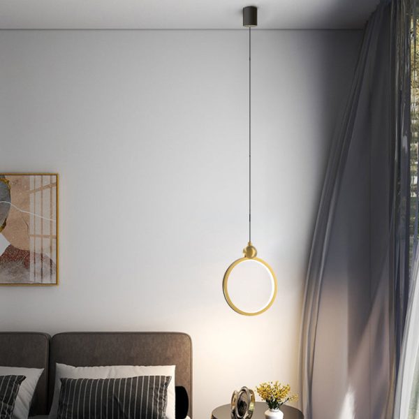 Minimalist Ring 3 Step Dimming LED Aluminum Leather Modern Pendant Lights - Image 4