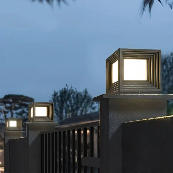 Square Creative Waterproof LED Black Modern Solar Post Caps Lights - Image 4