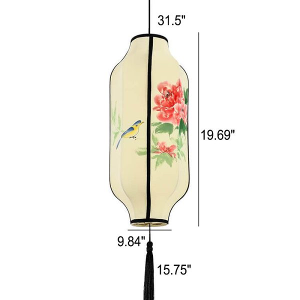 Oriental Antique Handmade Oval Lantern Fabric 1-Light Pendant Light - Image 18