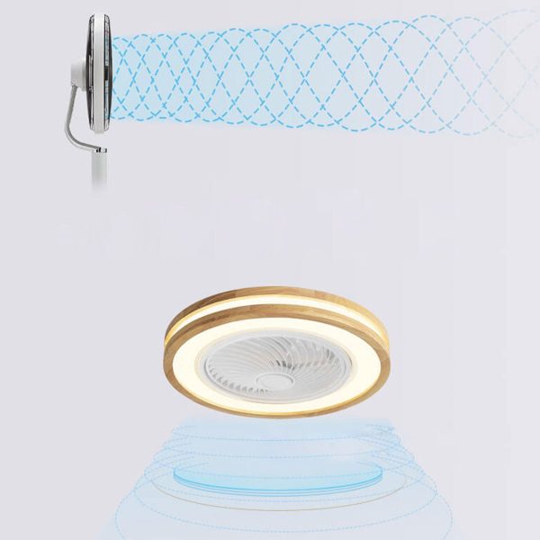 Modern Minimalist Wood Geometric LED Flush Mount Ceiling Fan Light - Image 17