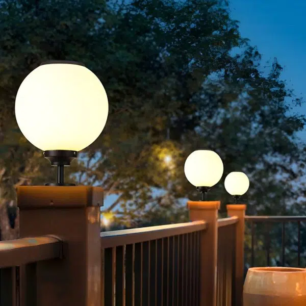 Ball Waterproof Three Step Dimming LED Solar Post Caps Lights Pillar Light - Image 3