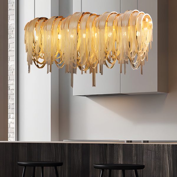 Waves Aluminum Tassel Chain 3 Step Dimming Artistic Nordic Chandelier - Image 4