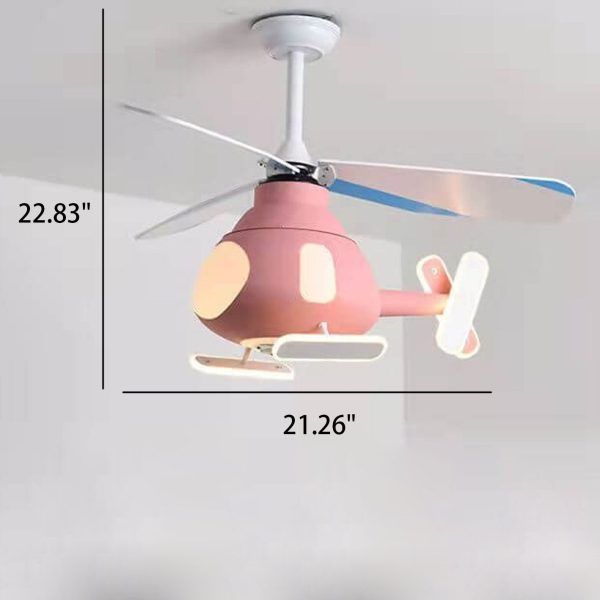 Cartoon Creative Aircraft Design LED Downrods Ceiling Fan Light - Image 6