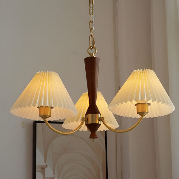 3 Lights Pleated Lampshade 12W LED Nordic Chandelier Pendant Light - Image 2