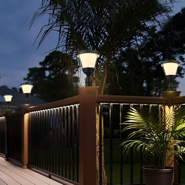 Waterproof LED Black Modern Solar Fence Post Cap Light Pillar Lights - Image 3