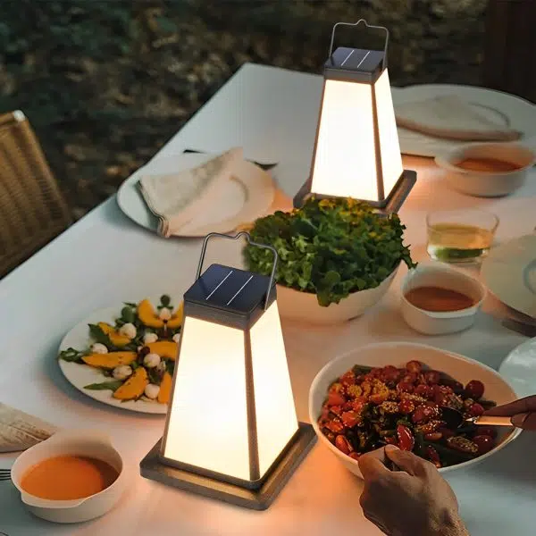 Square Waterproof LED Black Modern Portable Solar Outdoor Lanterns - Image 5