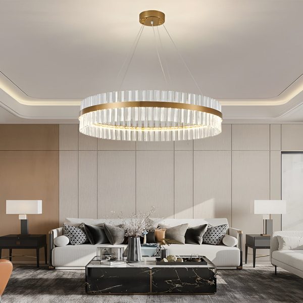 Round Electroplated Metal Crystal 3 Step Dimming LED Nordic Chandelier - Image 3