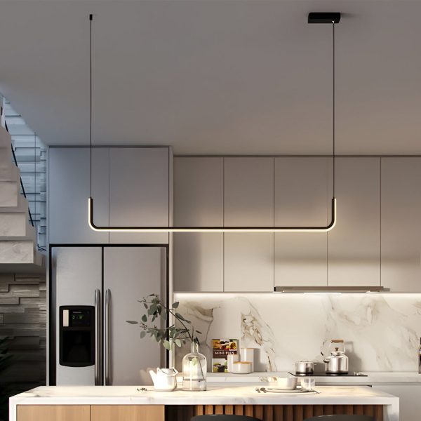 Minimalist Strip Three Step Dimming LED Black Nordic Chandelier Pendant Light - Image 3