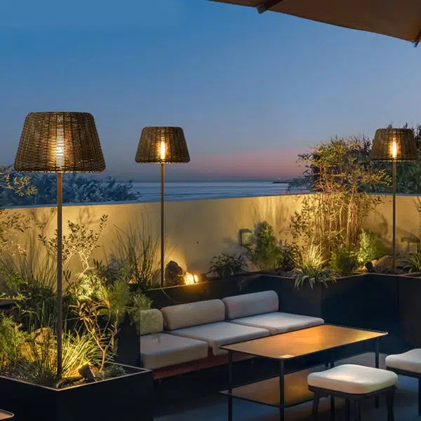 Rattan Shade LED Ralph Outdoor Floor Lamp with Stake, 45.27 In.H - Image 4