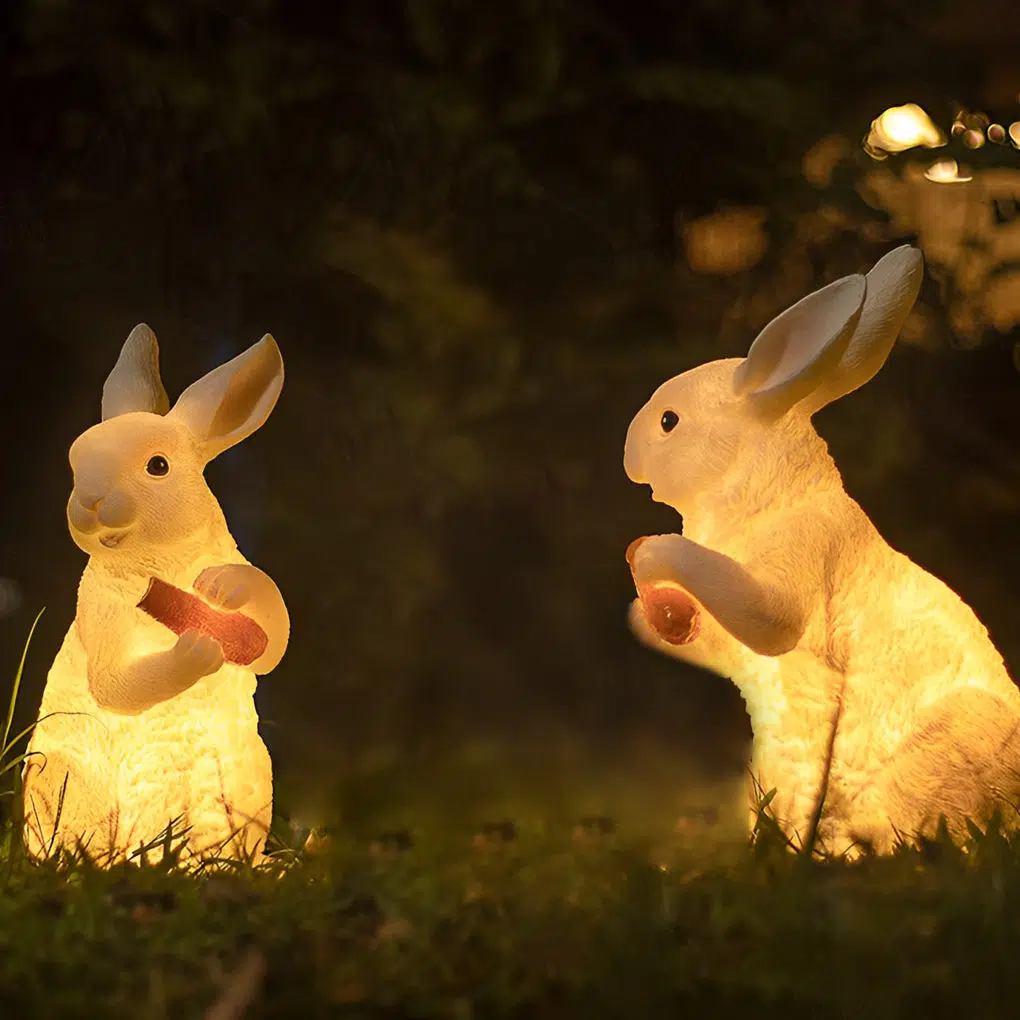 5-37fadf99-9409-4fb0-934f-eab01be30820.jpg Resin and Fiberglass Rabbit Garden Lights Modern Waterproof Outdoor Lighting - Image 1