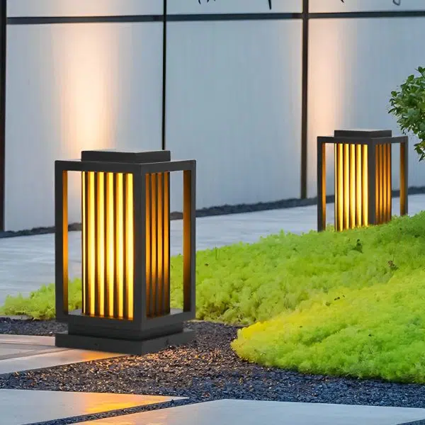 Modern Black LED Cage Pathway Lawn Lamp - Image 4