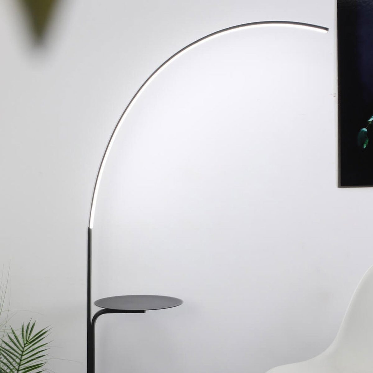 Nordic Minimalist Line Bending with Tray LED Standing Floor Lamp - Image 8