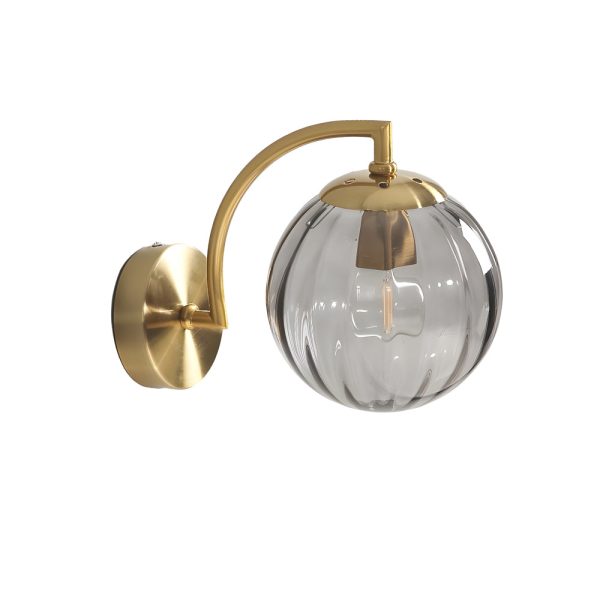 1-Light Curved Arm Wall Sconce with Ball Rib Glass Ball Shade - Image 11