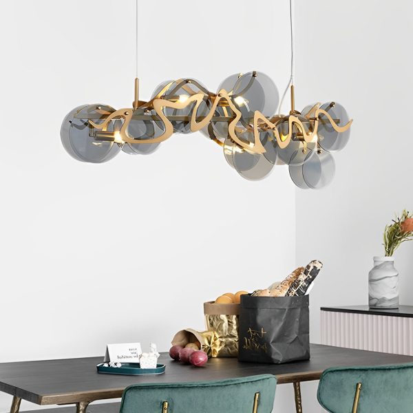 Round Glass Creative Art Iron LED Nordic Chandelier Pendant Lights - Image 4