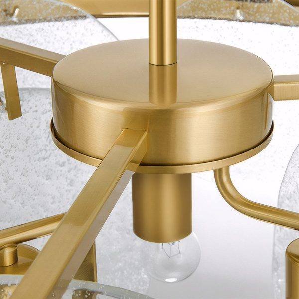 3-Light Round Semi Flush Mount Glass Chandelier - Image 4