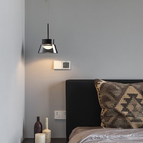 1/2-Light Smoked Gray Glass Pendant Light LED Island Glass Chandelier Black Hanging Ceiling Lamp for Bedroom - Image 3