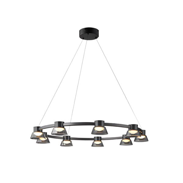 Ring LED Pendant with Smoke Gray Glass Shades - Image 14
