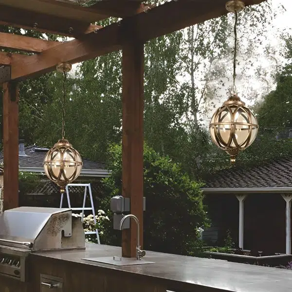 European-style Retro Pendant Aluminum Glass Hanging Ball Outdoor Ceiling Light - Image 4