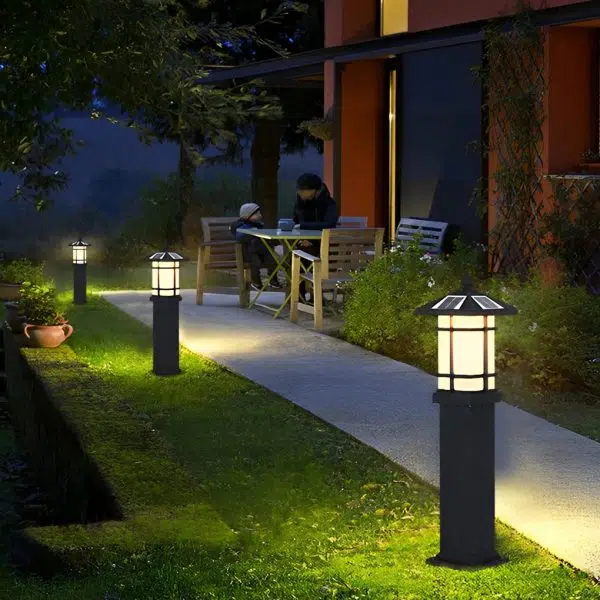 Modern Solar LED Lawn Lamp with Ancient Asian Style Top Waterproof Outdoor Light - Image 5