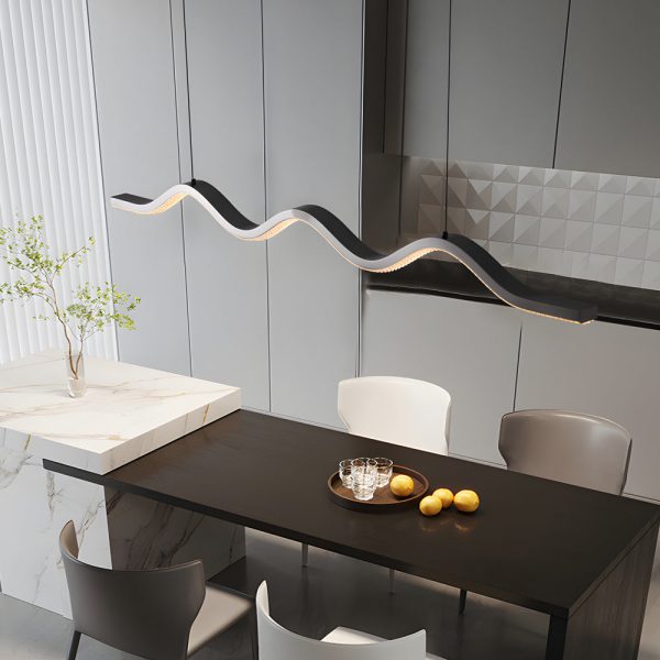 1-Light Black Wave Linear LED Pendant Light - Image 4