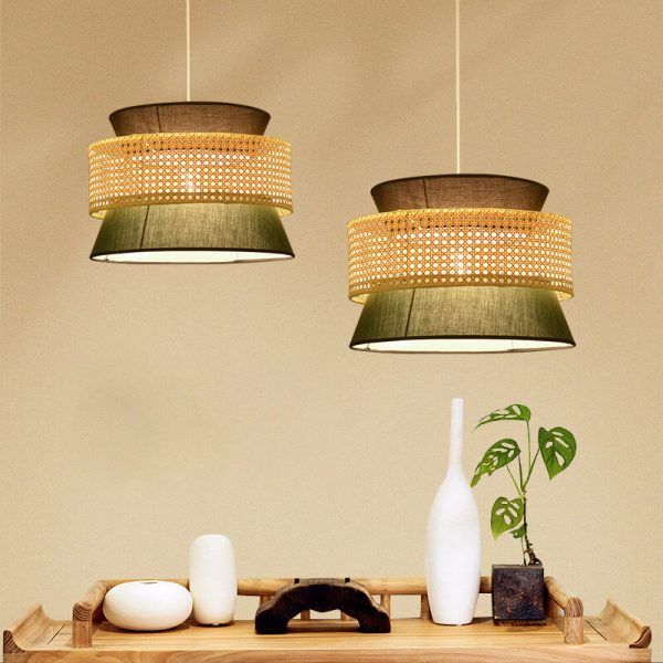 Modern Rattan Japanese Drum Shape 1-Light Pendant Light - Image 12