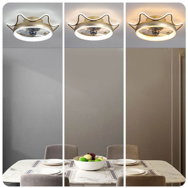 Nordic Light Luxury Round Wrought Iron LED Flush Mount Ceiling Fan Light - Image 29