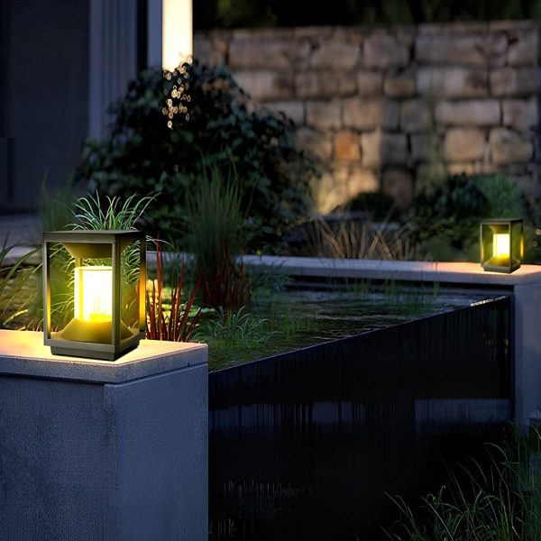Square Minimalist Waterproof LED Black Modern Solar Fence Post Lights - Image 3