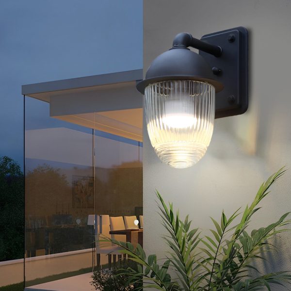 Waterproof Glass Ball Matte Black Modern Outdoor Wall Lamp Exterior Lights - Image 2