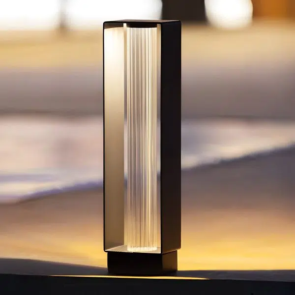 Sleek Modern Solar Path Light with Ribbed Acrylic Shade and Strip Frame - Image 3
