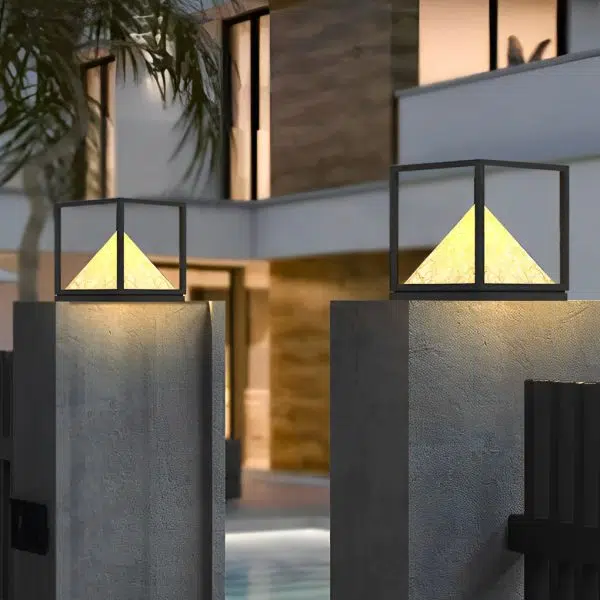 Square Mountain LED Waterproof IP65 Black Modern Solar Pillar Lights - Image 4