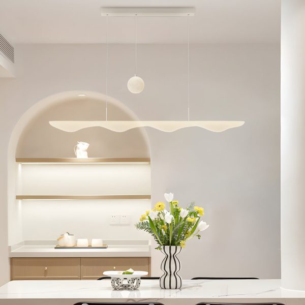Long Strip Waves Moon Three Step Dimming White Creative Modern Chandelier - Image 4
