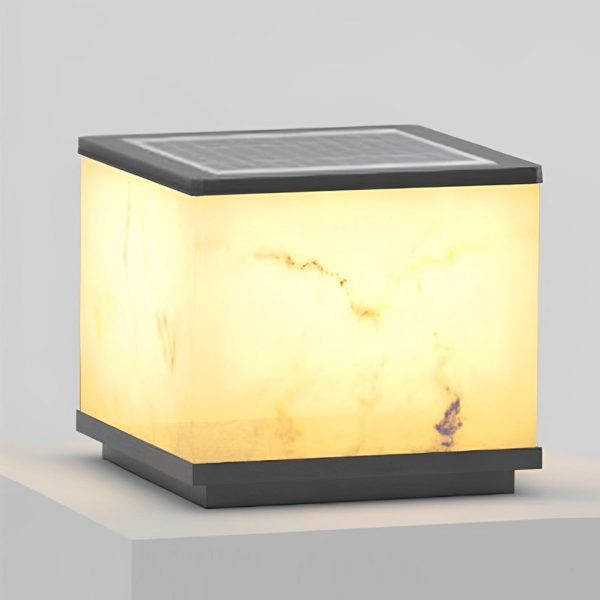 Square Marbled LED Waterproof Modern Solar Powered Fence Post Lights - Image 6