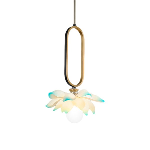 Creative Lotus Flowers Luminous Copper Oval Ring LED Modern Pendant Lights - Image 21