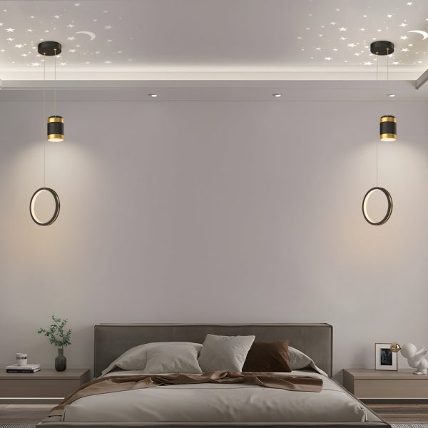 Creative Starry Projection Ring 3 Step Dimming Modern LED Pendant Lights - Image 3