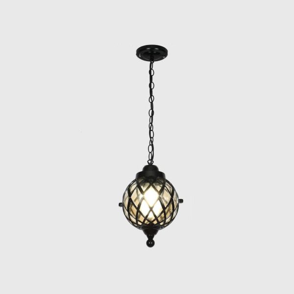 European Vintage Round Ball Die-Cast Aluminum Glass Waterproof Outdoor 1-Light Pendant Light - Image 20