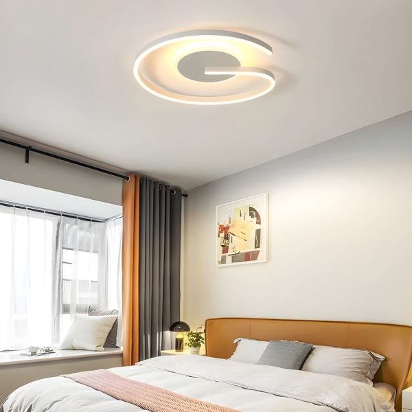 White/Black Open Ring Circle Ceiling Lamp LED Bedroom Flush Mounted Ceiling Light - Image 2