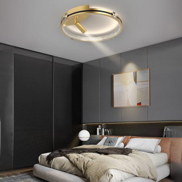 Round Ring Three Step Dimming Crystal Modern Ceiling Lights with Spotlights - Image 2