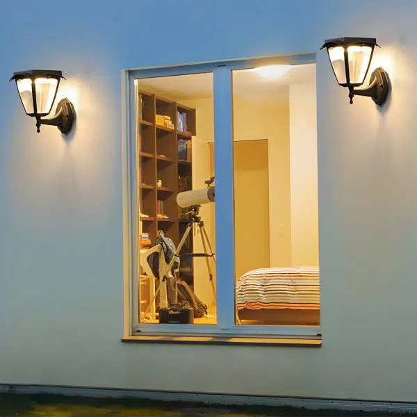 1-Light Black Solar Powered Porch Sconce LED Outdoor Wall Light - Image 3