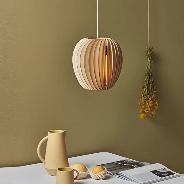 Handmade Wood Veneer Lanterns LED Nordic Japanese Style Pendant Lights - Image 2