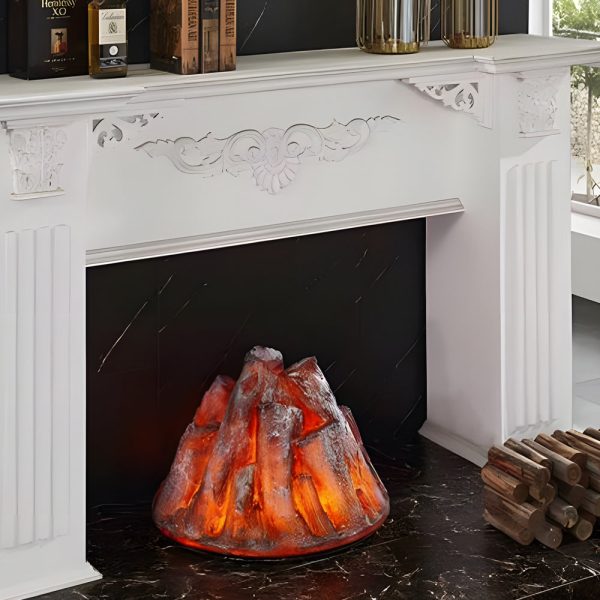 Decorative Resin Firewood Charcoal Pile Simulated Fireplace Flame Lamp - Image 4