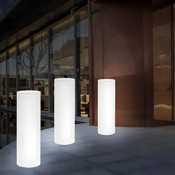 Cylinder PE LED Outdoor Floor Lamp with Remote, Color Changing RGB - Image 4