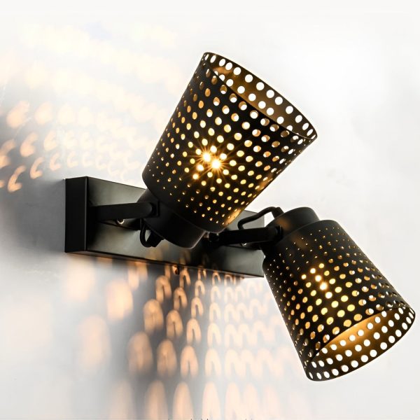 Retro Iron Hollow Adjustable Black Industrial Style Plug in Wall Sconce Lighting - Image 6