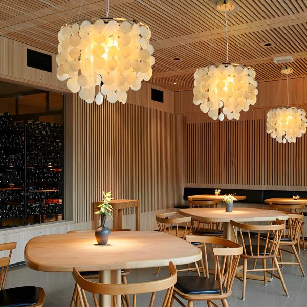 Round Shells Pieces Electroplated Iron LED Nordic Chandelier Pendant Lights - Image 4