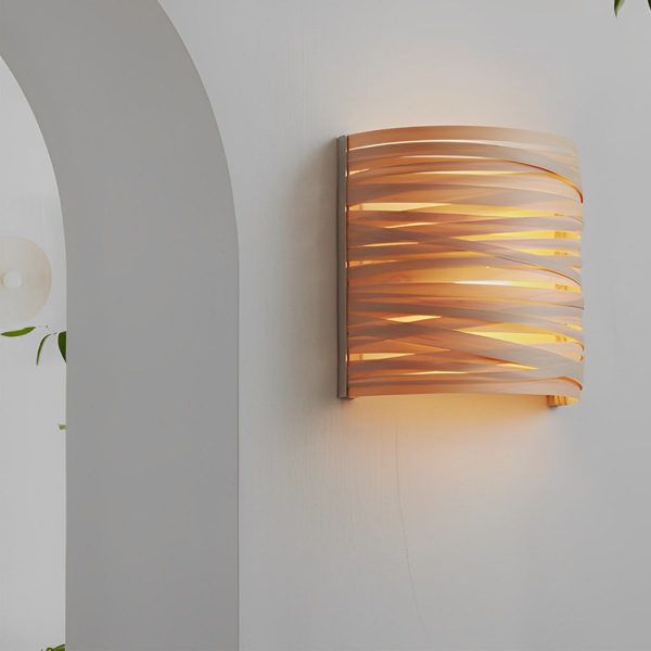 Semi-cylindrical Handmade Wood Decorative Modern Wall Lamp Atmosphere Light - Image 4