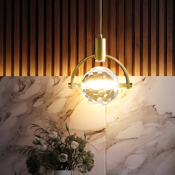 Round Semicircle Crystal Ball Ins LED Creative Modern Hanging Lights Fixture - Image 3