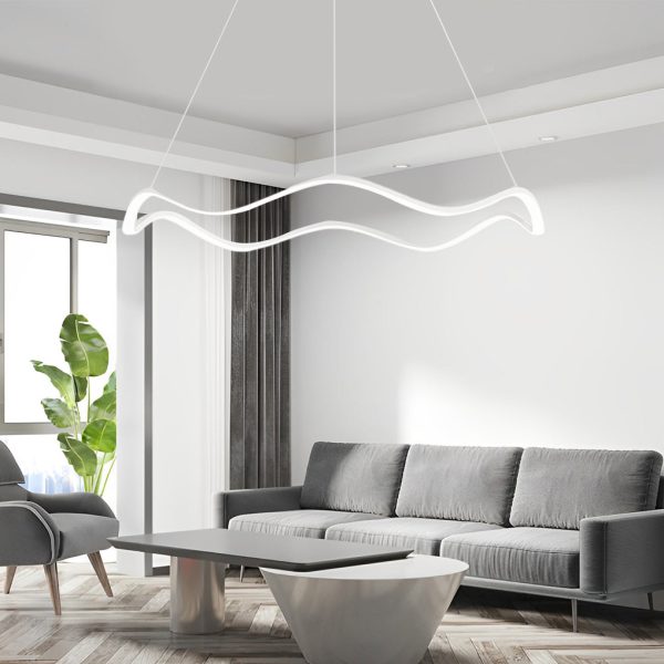 Circular Wavy LED Stepless Dimming Modern Chandelier Hanging Ceiling Lamp - Image 2