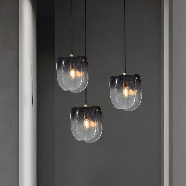 Gradient Smokey Gray Glass Post-Modern Small Chandelier Pendant Lights - Image 5