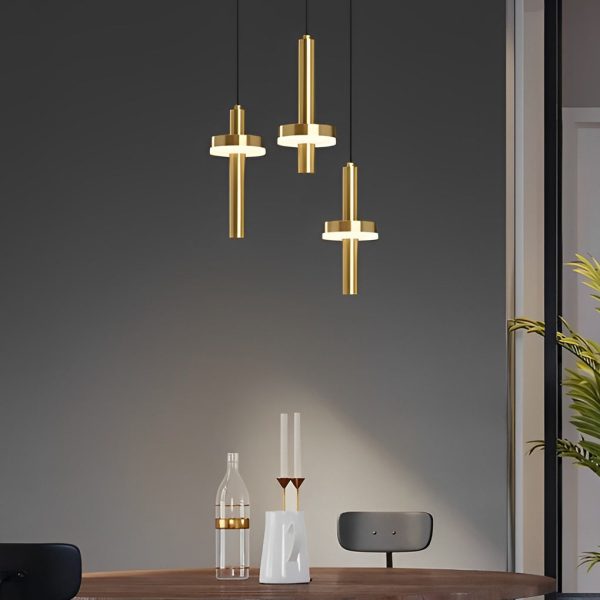 Circle Cylinder LED Gold Nordic Pendant Light Hanging Lamp Island Lights - Image 4