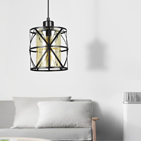 Creative Round Iron Glass Black Retro Industrial Style Pendant Lights - Image 4