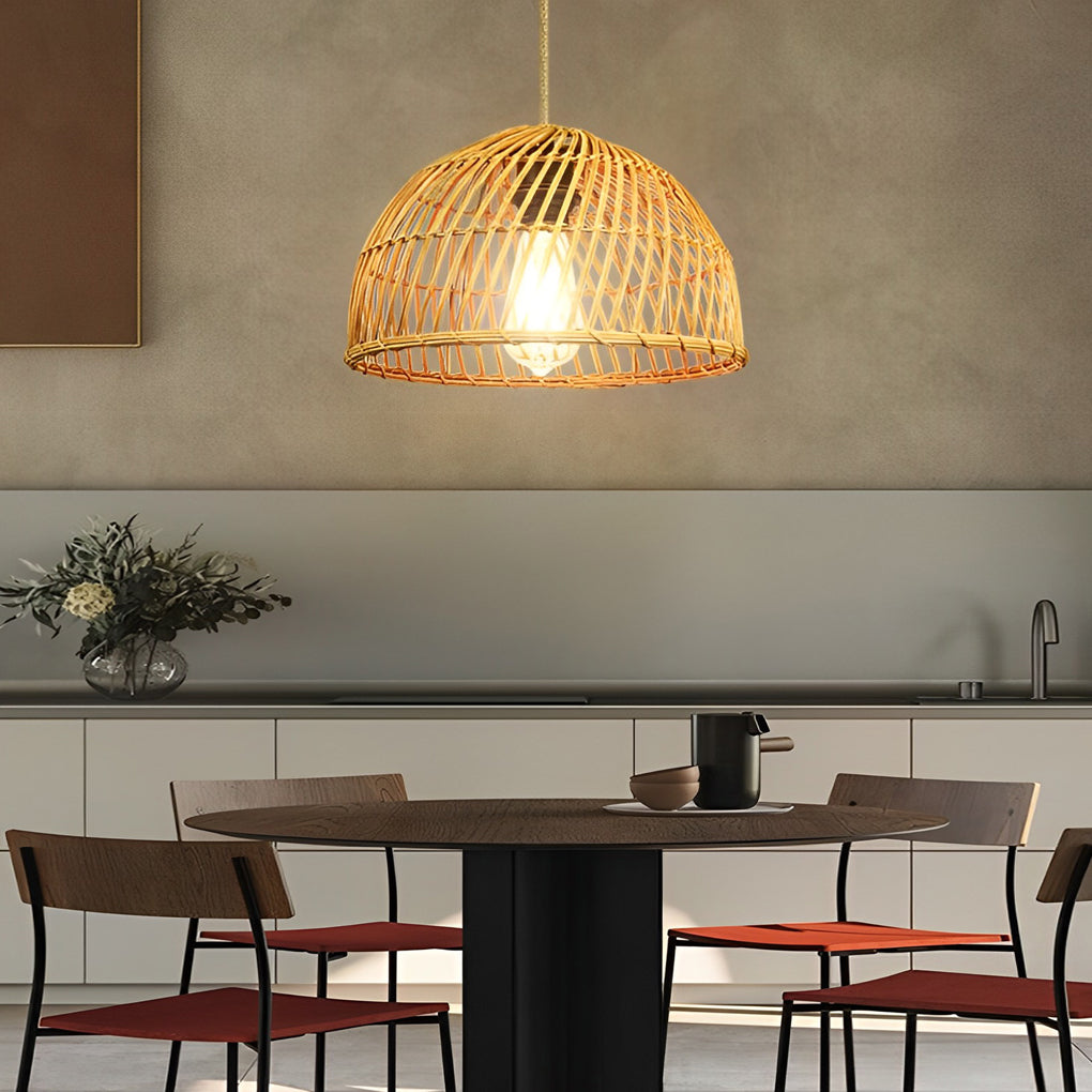 5-72b6fe1e-a35c-400b-bf41-217a37fd1099.jpg Handmade Rattan Bamboo Southeast Asian Japanese Style Chandelier Light - Image 1